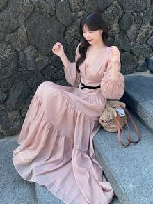 DAZY Đầm dài cho nữ, đầm dự tiệc cưới, trang phục Valentine cho nữ, đầm mùa hè. - Hồng - Xem 5