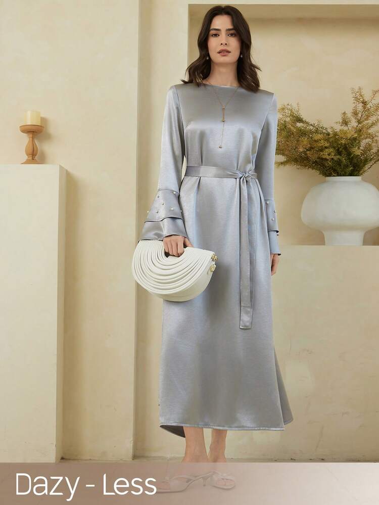 Spring/Summer Formal Dress, Elegant Satin Dress For Wedding, Party, Prom, Commute Business Casual Woman