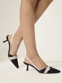 CUCCOO CHICEST Pantofi cu toc eleganti și la modă pentru femei, cu fundă decorativă - Negru - Vizualizare 5