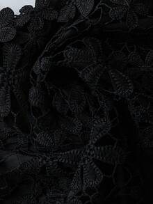 SHEIN PETITE CURVE 大码纯色简约连体衣，日常穿着 - 黑色 - 查看 3