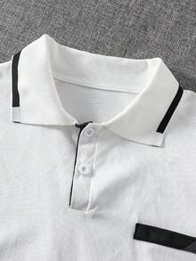 Mirajuku 1pc Fashionable White Polo Shirt For Teenage Boys,Soft & Comfortable Fabric For Summer,Beach,Back-To-School,Short Sleeve Versatile School Outing Tops - White - View 7