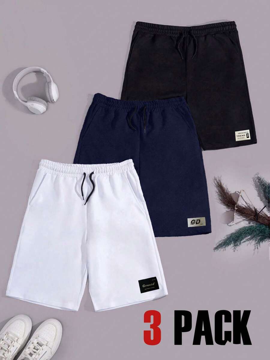 EURMUSE 男式三件套抽绳标签细节常规短裤 - 彩色 - 查看 1