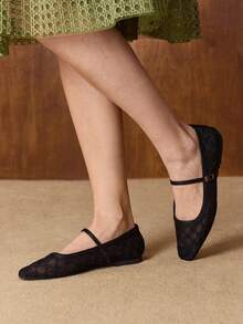 MOTF WOMEN'S MESH SQUARE TOE FLAT SHOES - Black - View 7