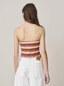 Nöista 无肩带条纹抹胸上衣，正面扭结设计，饰以水平条纹。适合春夏穿着，女士款。 - 彩色 - 查看 2
