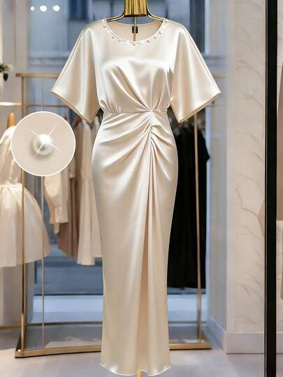 GlowEve Vestido elegante de mujer con mangas acampanadas y cintura fruncida, adecuado para uso casual, vacaciones, salidas y fiestas en primavera/verano