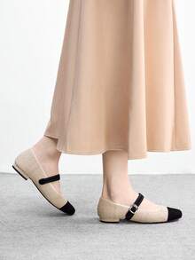 CUCCOO BIZCHIC Spring And Autumn New Versatile French Mary Jane Shoes Low Vamp Round Toe Belt Women's Shoes - Beige - View 5