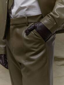 Musero Quần da ống đứng, chi tiết đường may, kiểu xếp ly phía trước, thích hợp cho mùa xuân và hè. - Màu xanh Ô liu - Xem 5
