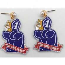 TOM & JERRY X SHEIN Trending Fashionable Earrings, Cute Cat Image Acrylic Printed, Luxury Niche, Lovely Unisex Couple Style, Suitable For Party, Concert, Festival - Gold - View 5