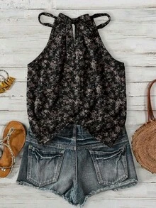 Rusticease 女士碎花吊带背心，适合春夏穿着 - 彩色 - 查看 2