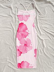 Soleia Women's Floral Print Sleeveless Long Dress, Fashion Summer - Pink - View 2