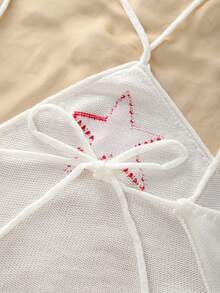 Trelyra Women's Sexy Backless Knit Crop Top With Star Pattern, Suitable For Beach Vacation - White - View 6