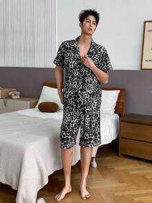 DAZY 男士夏季印花短袖衬衫短裤睡衣套装 - 彩色 - 查看 5