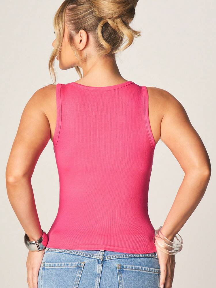 MISSGUIDED Princess Slogan Ribbed Tank Top With Scoop Neckline For Casual Summer Wear