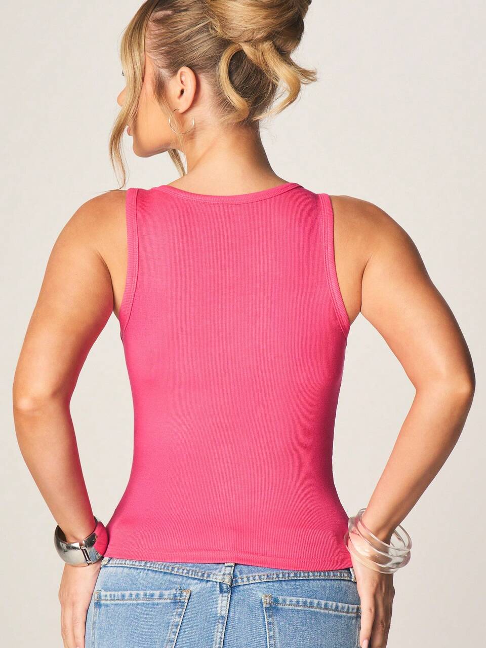 MISSGUIDED Canotta a costine con scollo a V e slogan "Princess" per uso casual estivo