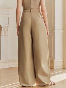 Anewsta Spring Fashionable New Arrival Barrel Leg Pants With Button Closure Design For Women - Khaki - View 2