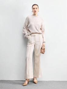 CUCCOO BIZCHIC 女士鞋履春秋新款尖头中跟杏色后系带露跟高跟鞋，简约通勤日常百搭工作鞋 - 杏色 - 查看 6