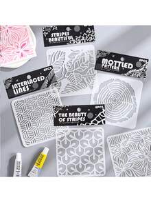 Bộ khuôn tô tạo họa tiết rỗng 4 mảnh | Mẫu giấy báo PET kiểu cổ điển để tự làm đồ thủ công và nghệ thuật xuyên biên giới - Bộ - Xem 7