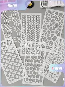 1 件装虚线和图像手绘报纸模板，镂空绘画，PET 镂空模板，喷漆，绘画模板 - 單件 - 查看 1