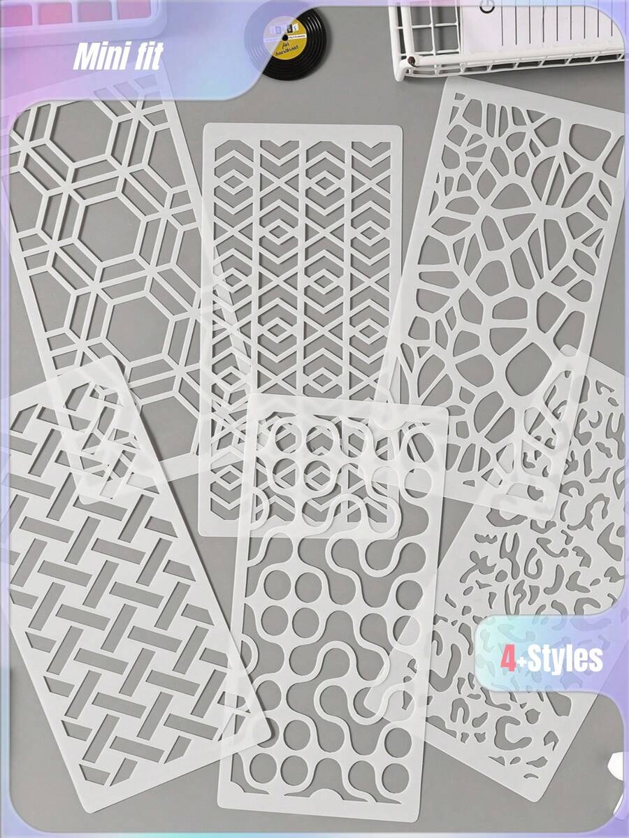 1 件装虚线和图像手绘报纸模板，镂空绘画，PET 镂空模板，喷漆，绘画模板 - 單件 - 查看 1