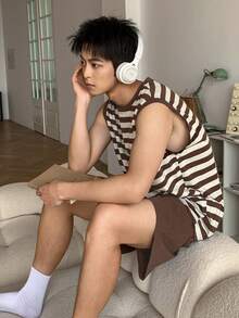 DAZY 男士夏季无袖上衣和短裤睡衣套装 - 彩色 - 查看 7