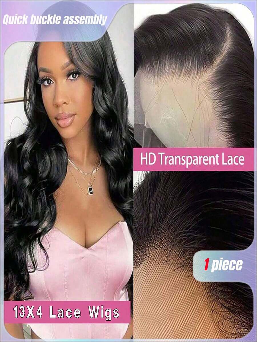 32 Inch 200% Density Water Ripple Lace Wig - Ready To Wear And Walk Lace Area 13 * 4, Natural Hairline, Natural Black Lace Forehead Wig - No Glue, No Skills Required, - Natural & Black - View 1