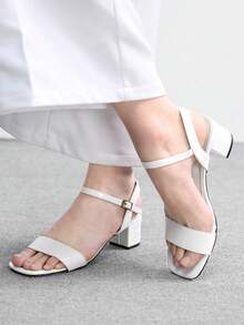 CUCCOO BIZCHIC Sandalias de tacón medio con punta cuadrada, elegantes, casuales y cómodas, de estilo slip-on para mujeres, adecuadas para el lugar de trabajo, el trayecto, citas, ocasiones formales y fiestas - Beis - Ver 5