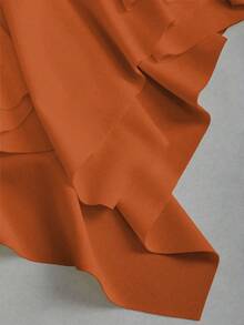 Sweetra 女士新款秋季西部牛仔风沙滩休闲抽绳腰不对称荷叶边迷你裙 Y2K - 亮橙色 - 查看 3