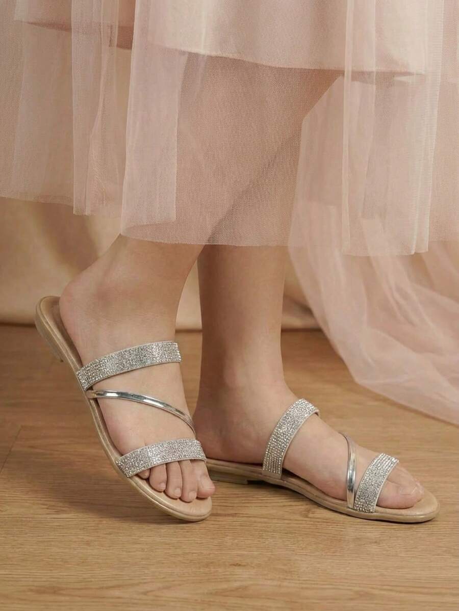 Sandalia plana en dorado, dorado rosado y plateado - Plateado - Ver 1