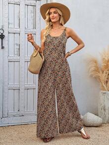 EMERY ROSE 女士夏季度假碎花口袋阔腿宽松休闲连体裤 - 彩色 - 查看 3