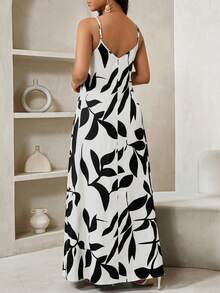 SHEIN Lady 女士度假植物印花口袋休闲连衣裙 - 彩色 - 查看 2