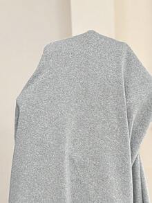 SHEIN 孕妇休闲纯色可调节腰围喇叭裤 - 灰色 - 查看 6