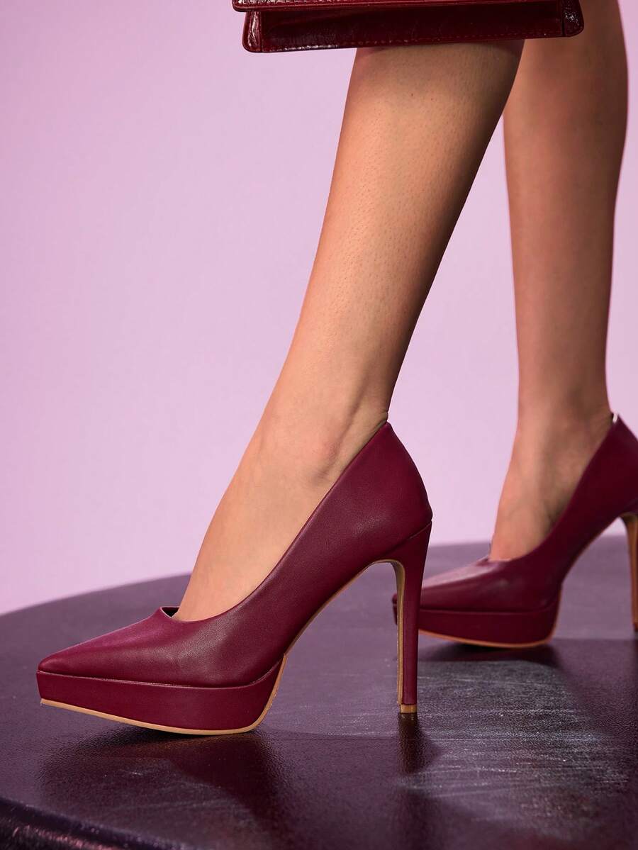 CUCCOO LuxiPop 女士高跟鞋 - 酒紅色皮面 - 查看 1