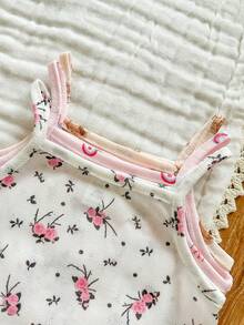 Vintaside Kids 3pcs Baby Girls Jacquard Fabric Camisole Vest. Sleeveless, Refreshing To Wear Outerwear, Cute And Fashionable, Macaron Pastel Color Palette, Sweet And Brightening, Versatile. Soft And Comfortable Fabric, Cute Casual Style Suitable For Spring/Summer Outings, Outdoor Play, Vacation, Daily Wear, Travel - Multicolor - View 6