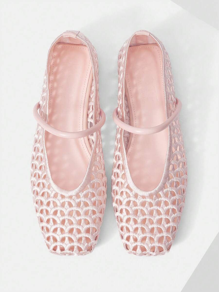 MOTF HOLLOW OUT MARY JANE SHOES BALLET FLATS SPRING SHOES - Baby Pink - View 2