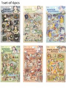 一套6张趣味十足的防水贴纸，适用于日记本、人物贴纸、宠物日记等。 - 彩色 - 查看 9