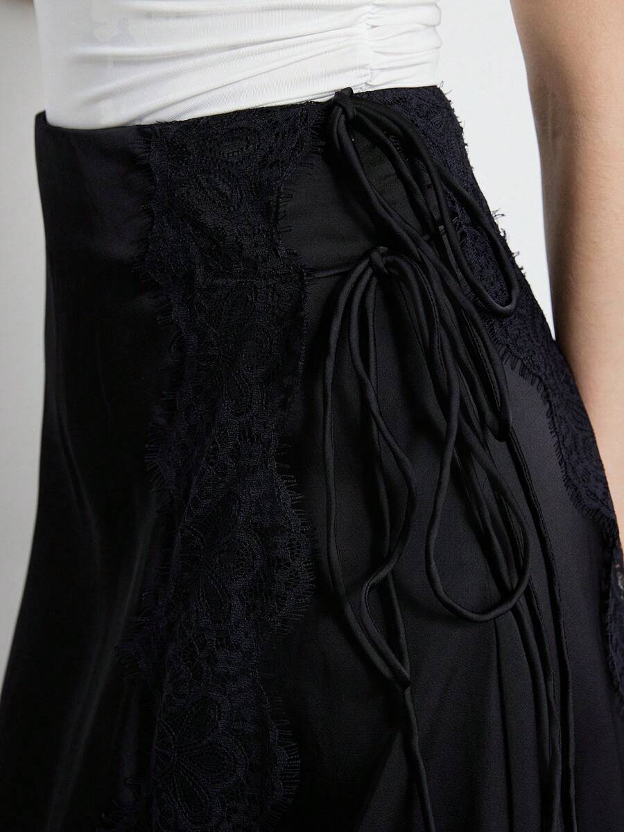 Aveloria Modichic Fashionable European Design Casual Commute Black Lace Skirt Women Long Elegant Gothic Cover Up For Autumn Classy Bar Party - Black - View 1