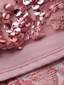 DAZY Đầm dài ngang gối thanh lịch dành cho nữ, phối sequin, cổ bèo nhún, tay phồng, thích hợp cho dự tiệc cưới mùa xuân/hè, đầm maxi hoặc đầm mùa hè. - Hồng - Xem 11