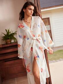 女士海洋元素泡泡褶皱睡袍 - 彩色 - 查看 1