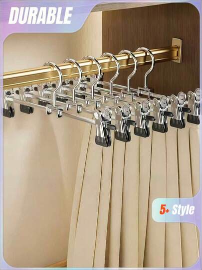 1/5/10 件不锈钢防滑衣夹 - 多功能挂钩，适用于洗衣、衣柜、裤裙连衣裙 | 家居装饰