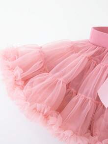 Young Girls Ballet Tutu Skirt, Soft And Fluffy Pink Sports Set, Suitable For Pairing With Various Snug Fit Tops, Cute And Elegant Mesh Fabric With Bow Accent, Suitable For Stage Performance, Recital And Everyday Wear - Blue - View 6
