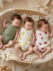 Vintaside Kids Infant/Toddler Boys' Fruit Print Romper, Comfortable Soft Fabric, Fashionable Versatile Casual Bodysuit, Spring/Summer/Autumn - Multicolor - View 4