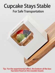 5/20 Pcs Single White Cupcakes Containers Gift Boxes With Window Inserts Handle For Wedding Candy Boxes - Multicolor - View 4