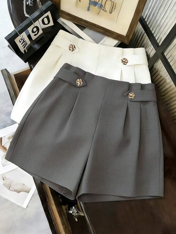 Franclia Women's Casual Versatile Grey Shorts, Summer