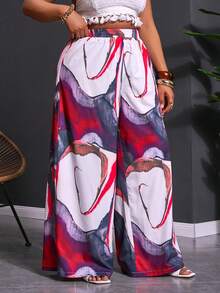 Slaydiva Pantalones holgados de talla grande con estampado de patrones coloridos para primavera/verano y vacaciones - A - Multicolor - Ver 9