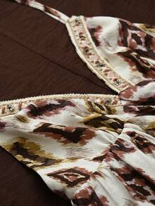 Franclia Đầm dài không tay cổ chữ V hai dây kiểu vintage dành cho nữ, thích hợp cho mùa hè. - màu nâu - Xem 6