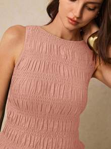 Poéselle 女士纯色简约无袖背心，日常穿着 - 粉色 - 查看 3