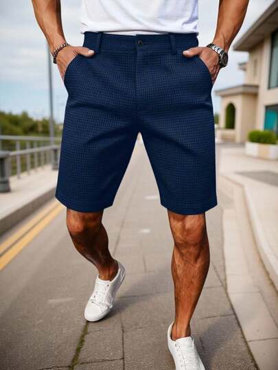 Manfinity Homme Men's Solid Color Pocket Loose Casual Versatile Shorts