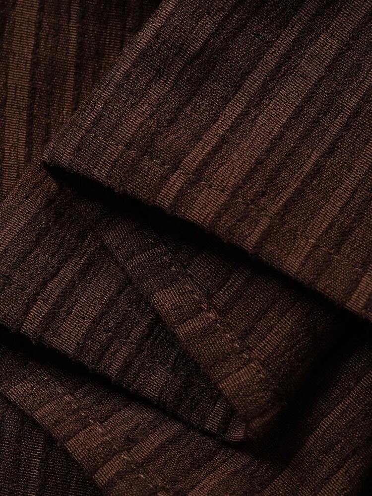 Women's Casual Striped Puff Sleeve Shirt And Skirt 2 Pieces Set, Summer