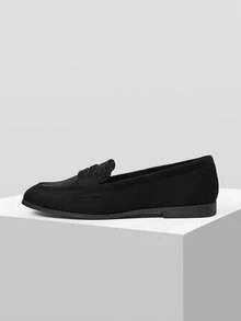 MOTF WOMEN RHINESTONE SUEDETTE FLATS VALENTINE'S DAY SPRING SHOES - Black - View 3