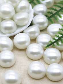 50 Pearls With Holes In The Semicircle - White - View 5